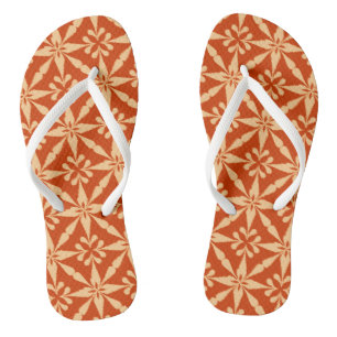 Ikat Star Pattern - Mandarin Orange Thongs