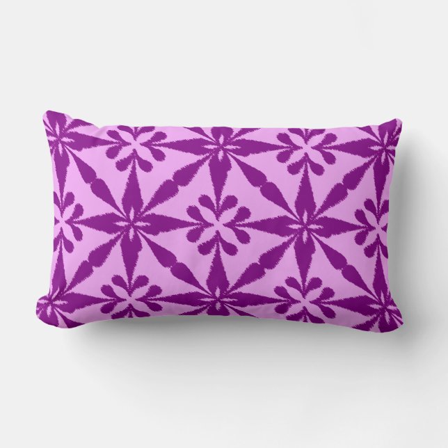 Ikat Star Pattern - Violet and Orchid Lumbar Cushion (Front)