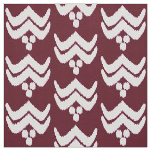 Ikat stylised floral - burgundy and white fabric