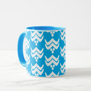 Ikat Stylised Floral - Light Blue and White Mug