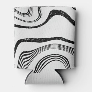 Ikat tie-dye swirl, linen fabric texture. can cooler