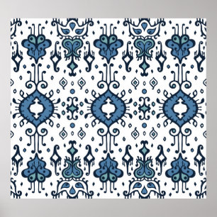 Ikat, tribal, ethnic seamless ornament. poster