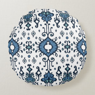 Ikat, tribal, ethnic seamless ornament. round cushion