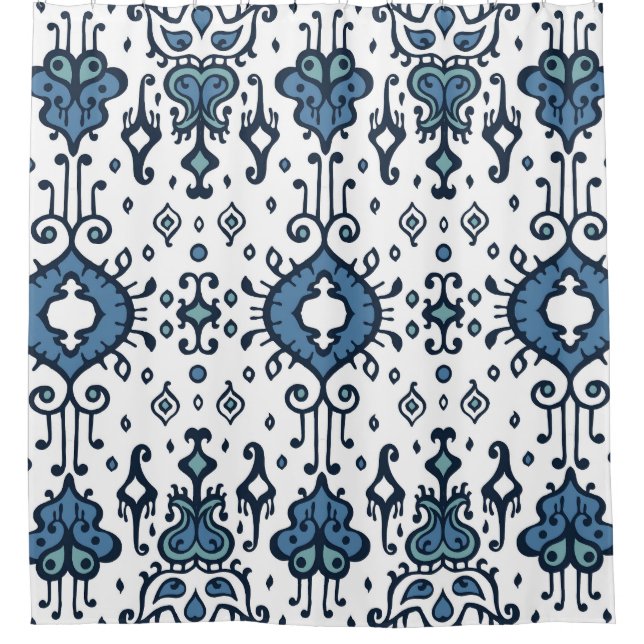 Ikat, tribal, ethnic seamless ornament. shower curtain (Front)