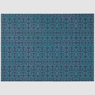 IKAT Tribal Pattern Navy Teal  Ethnic Decoupage Tissue Paper