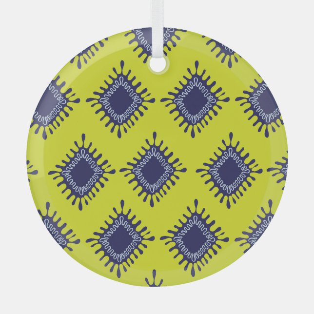 Ikat Tribal: Stylish Modern Pattern. Glass Tree Decoration (Front)
