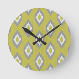 Ikat vintage pattern round clock