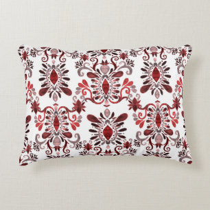 Ikat Watercolor: Tribal Ethnic Seamless. Decorative Cushion