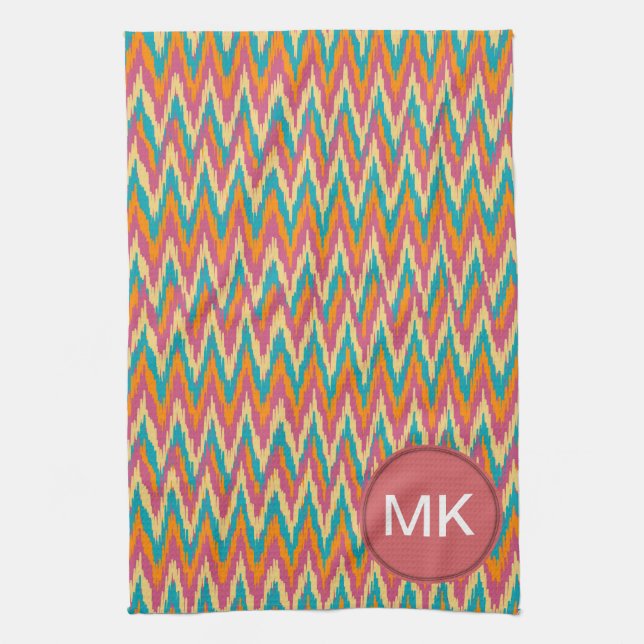 iKat Zigzag Design Spice Colours Tea Towel (Vertical)