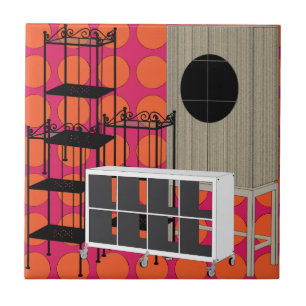 Ikea Furniture Shelves Orange Tile