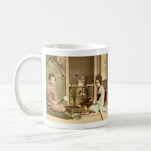 Ikebana - Beautiful Kimono Girls Arranging Flowers Coffee Mug