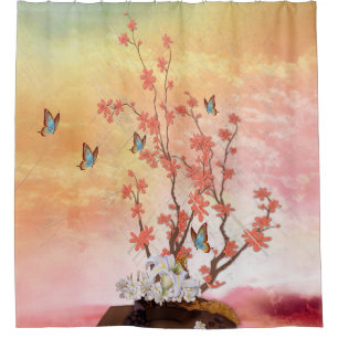 Ikebana display shower curtain