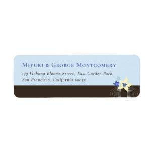 Ikebana Frangipani Blue Tropical Flower Wedding Return Address Label