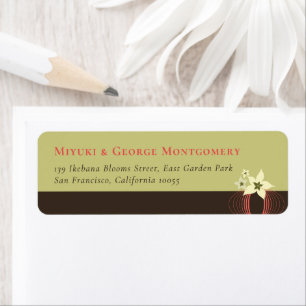 Ikebana Frangipani Pink Tropical Flower Wedding Return Address Label