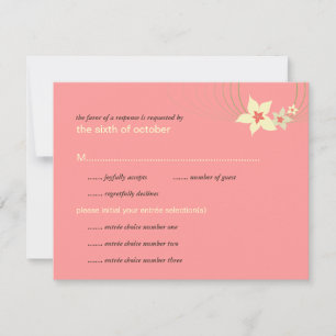 Ikebana Frangipani Pink Tropical Flower Wedding RSVP Card