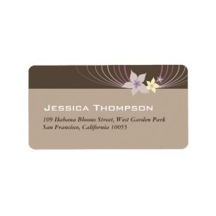 Ikebana Frangipani Purple Tropical Flowers Wedding Label
