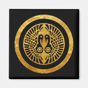 Ikko Ikki Mon Japanese clan faux gold on black Magnet