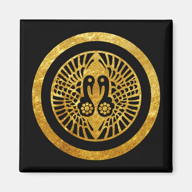 Ikko Ikki Mon Japanese clan faux gold on black Magnet (Front)