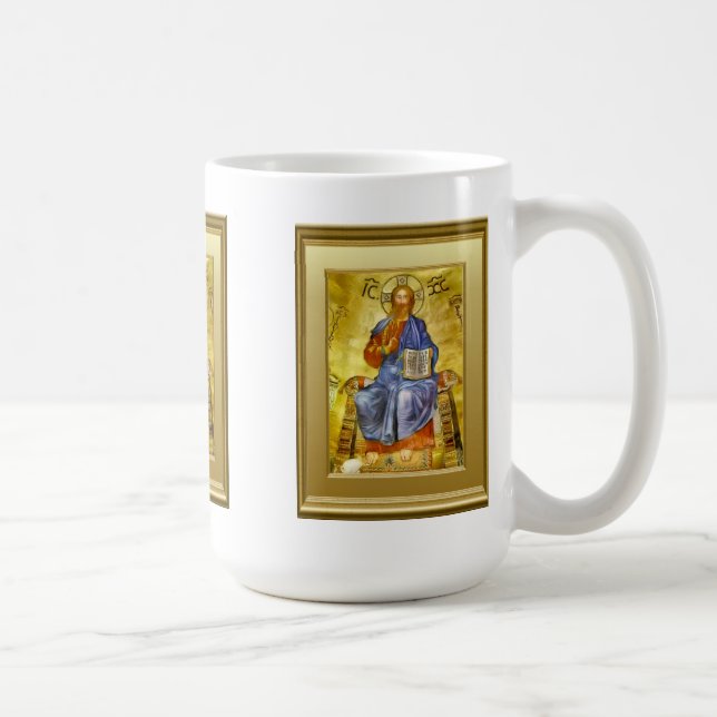 Ikon of Christ with a gospel book,  Orthodox Coffee Mug (Right)