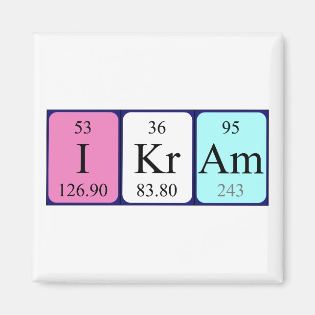 Ikram periodic table name magnet (Front)