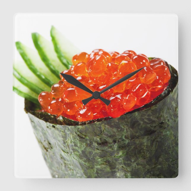 Ikura (Salmon Roe) Gunkan Maki Sushi Square Wall Clock (Front)