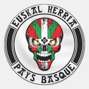 Ikurriña skull classic round sticker