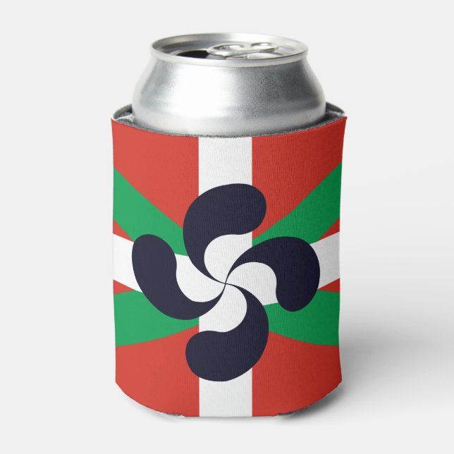 Ikurrina with Lauburu symbol Can Cooler (Can Front)