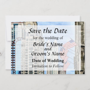 IL - Flags Along Michigan Avenue Chicago Save The Date