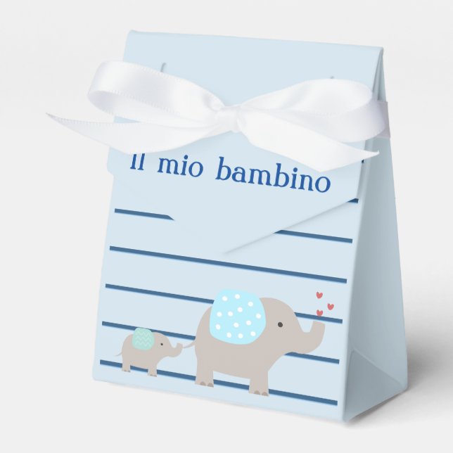 "Il mio bambino/my baby"  Favour Box with Elephant (Front Side)