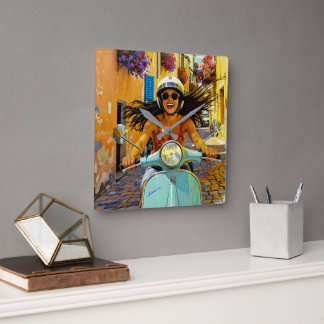 “Il riso del vento” (Laughter of the Wind) Square Wall Clock