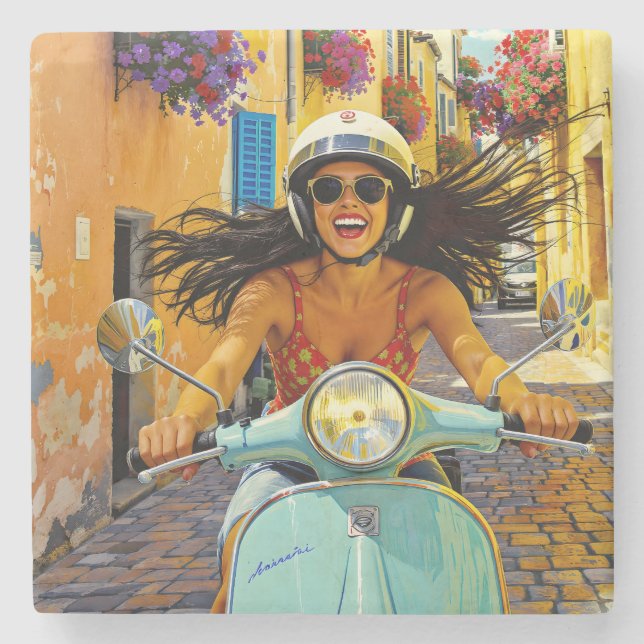  “Il riso del vento” (Laughter of the Wind) Stone Coaster (Front)