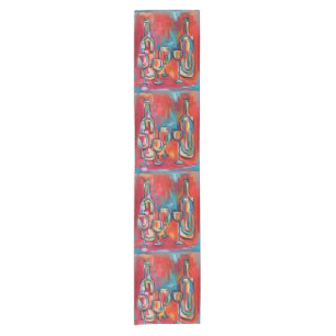 Il Vino Wine Bottles and Glasses Short Table Runner