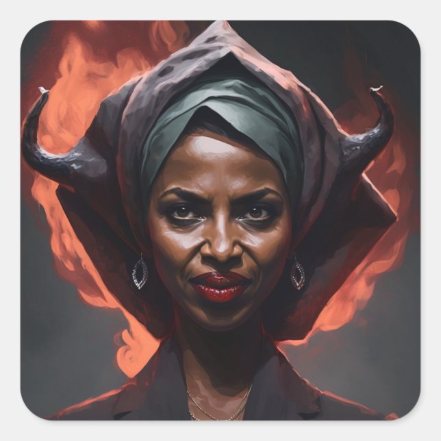 Ilan Omar Shows Her Devil Horns Square Sticker (Front)