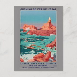 Ile de Bréhat France Vintage Poster 1930 Postcard