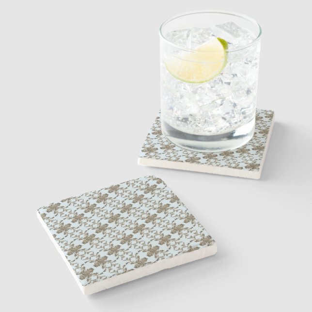 Ilex - Holly - Christdorn - light blue pattern Stone Coaster (Side)