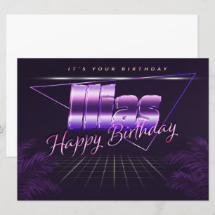 Ilias Name Vorname lila retro Karte Geburtstag Card