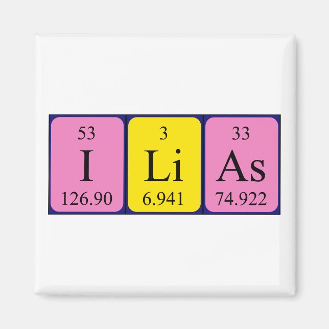 Ilias periodic table name magnet (Front)