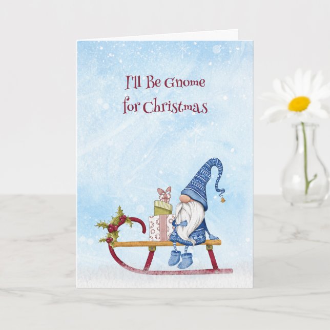 I'll Be Gnome for Christmas Punny Customisable  Card (Small Plant)