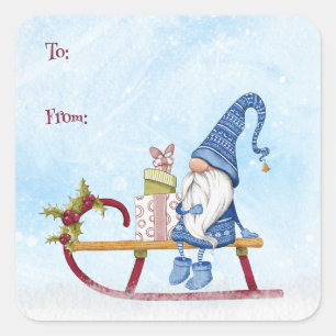 I'll Be Gnome for Christmas To From Customisable Square Sticker