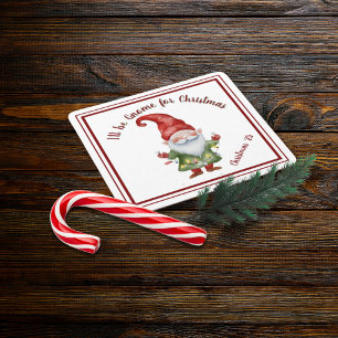 I'll be Gnome for Christmas Watercolor Colourful Square Paper Coaster