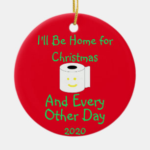 I'll Be Home For Christmas Ceramic Ornament