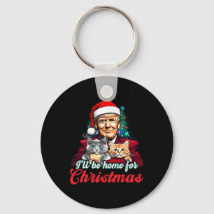 Ill Be Home For Christmas Funny Santa Claus Trump  Key Ring