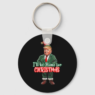 I'll Be Home For Christmas Funny Santa Elf Trump 2 Key Ring