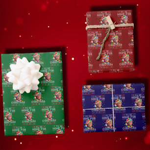 I'll Be Home For Christmas Funny Santa Trump Wrapping Paper Sheet