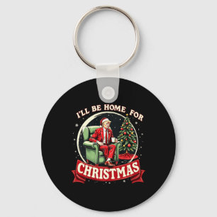 I'll Be Home For Christmas Funny Santa Trump Xmas Key Ring
