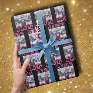 I'll Be Home For Christmas Funny Trump Santa Hat Wrapping Paper