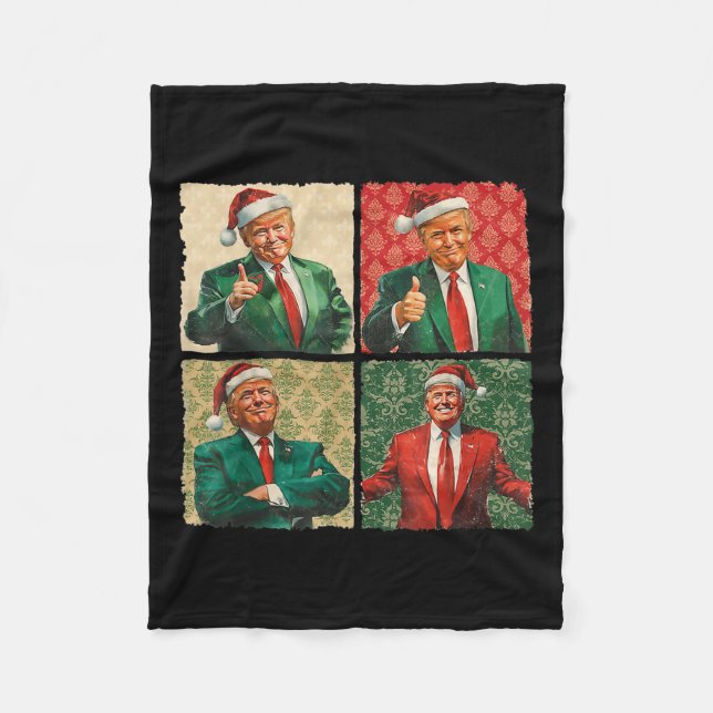 I'll Be Home For Christmas Funny Trump Xmas Santa  Fleece Blanket (Front)