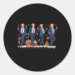 I'll Be Home For Christmas Santa Trump Dance Xmas  Classic Round Sticker