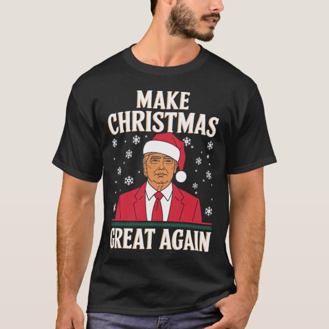 I'll Be Home For Christmas Santa Trump Xmas Funny  T-Shirt (Front)