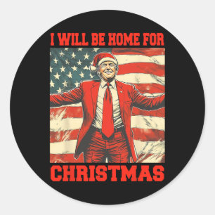 I'll Be Home For Christmas Xmas Santa Pyjamas Funn Classic Round Sticker